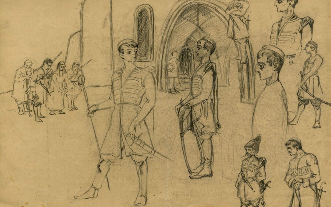 Valerian Sidamon-Eristavi Sketch, 1910-1020s 2,500$